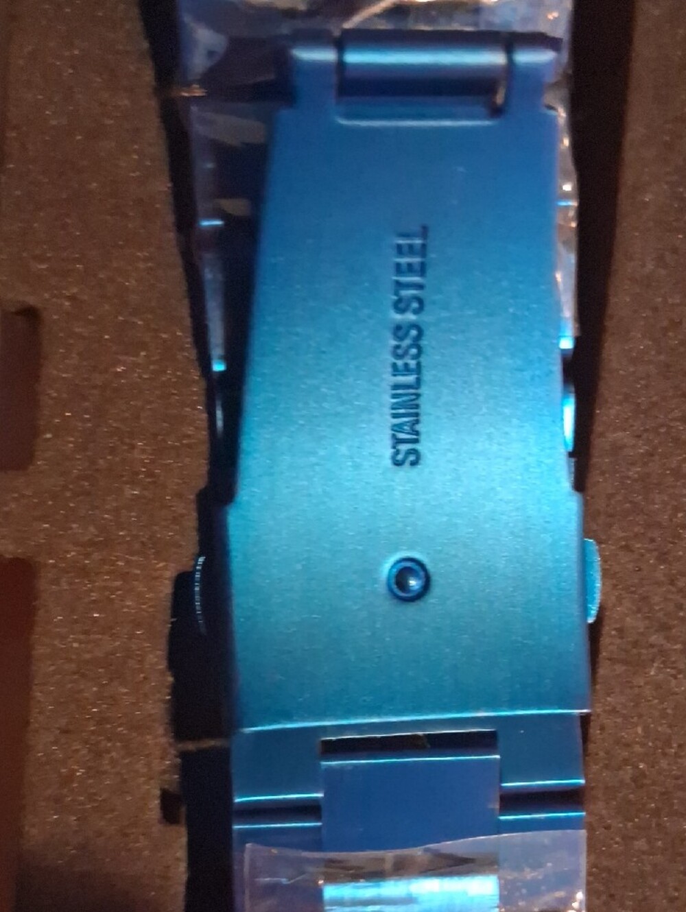Blue & Gold Stainless Steel Watch Band - Solid Link Clasp - Picture 5 of 5